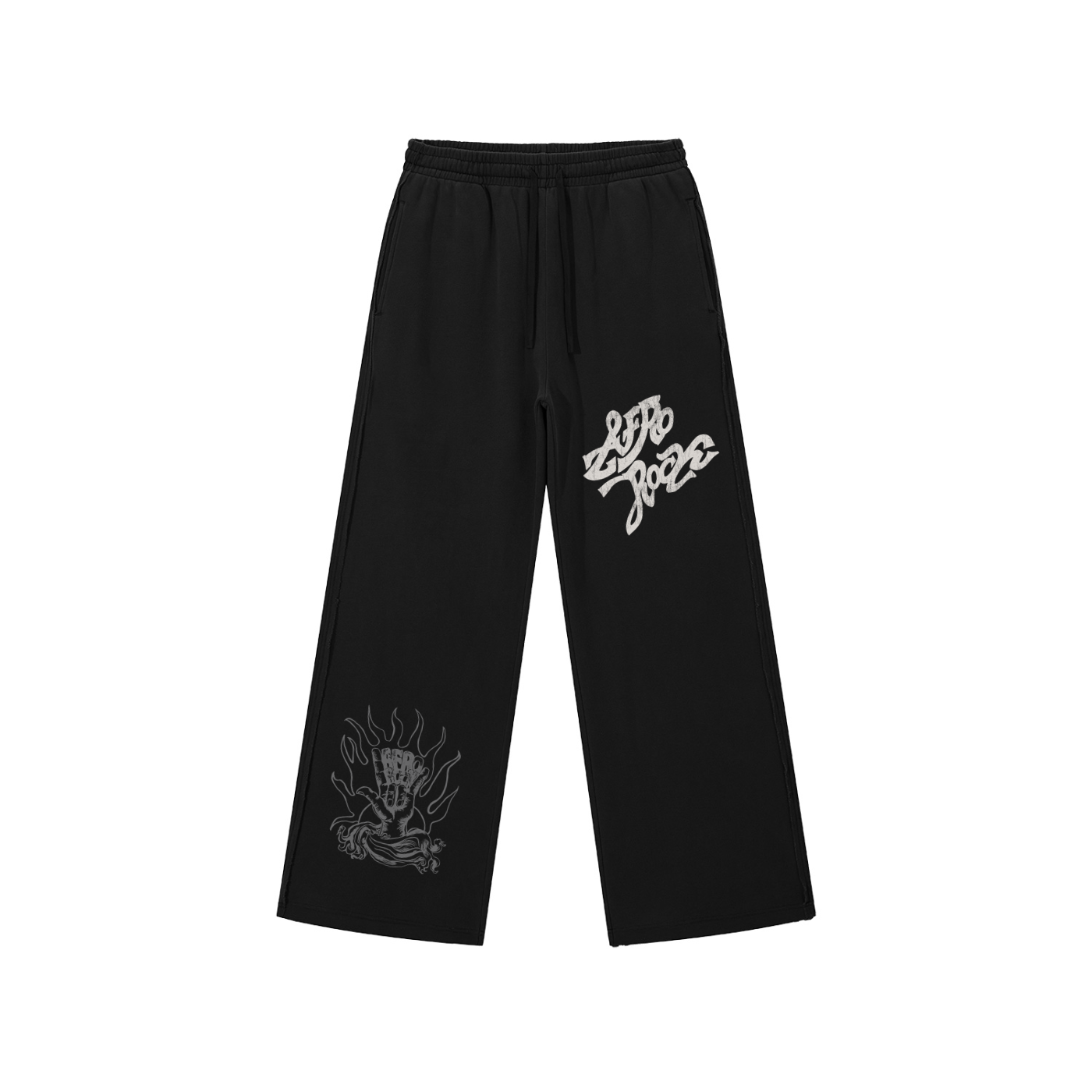 AFROROCK WASHED RAW EDGE SWEATPANTS
