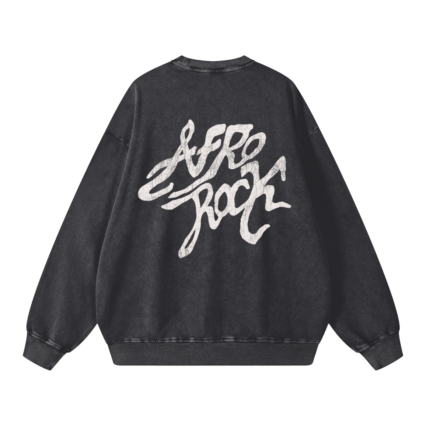 AFROROCK MAZI SKULL HORNS WASHED OVERSIZED BLACK SWEATSHIRT