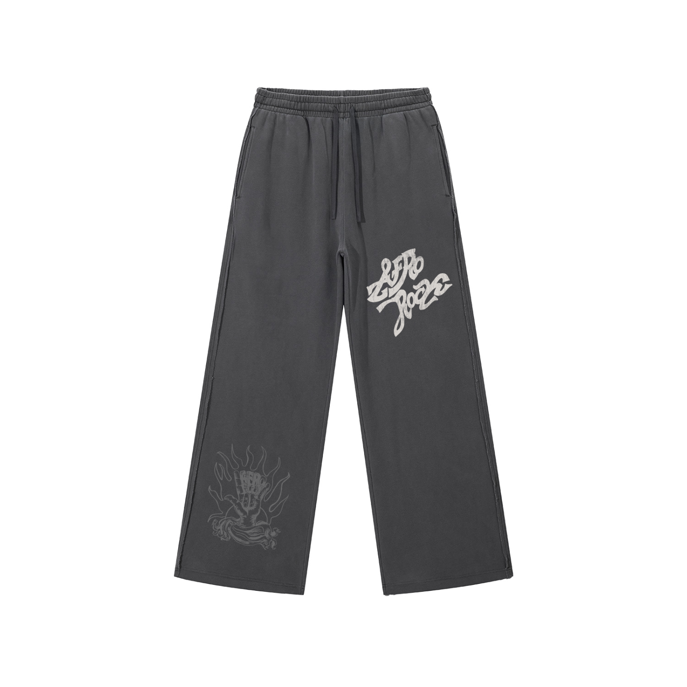 AFROROCK WASHED RAW EDGE SWEATPANTS