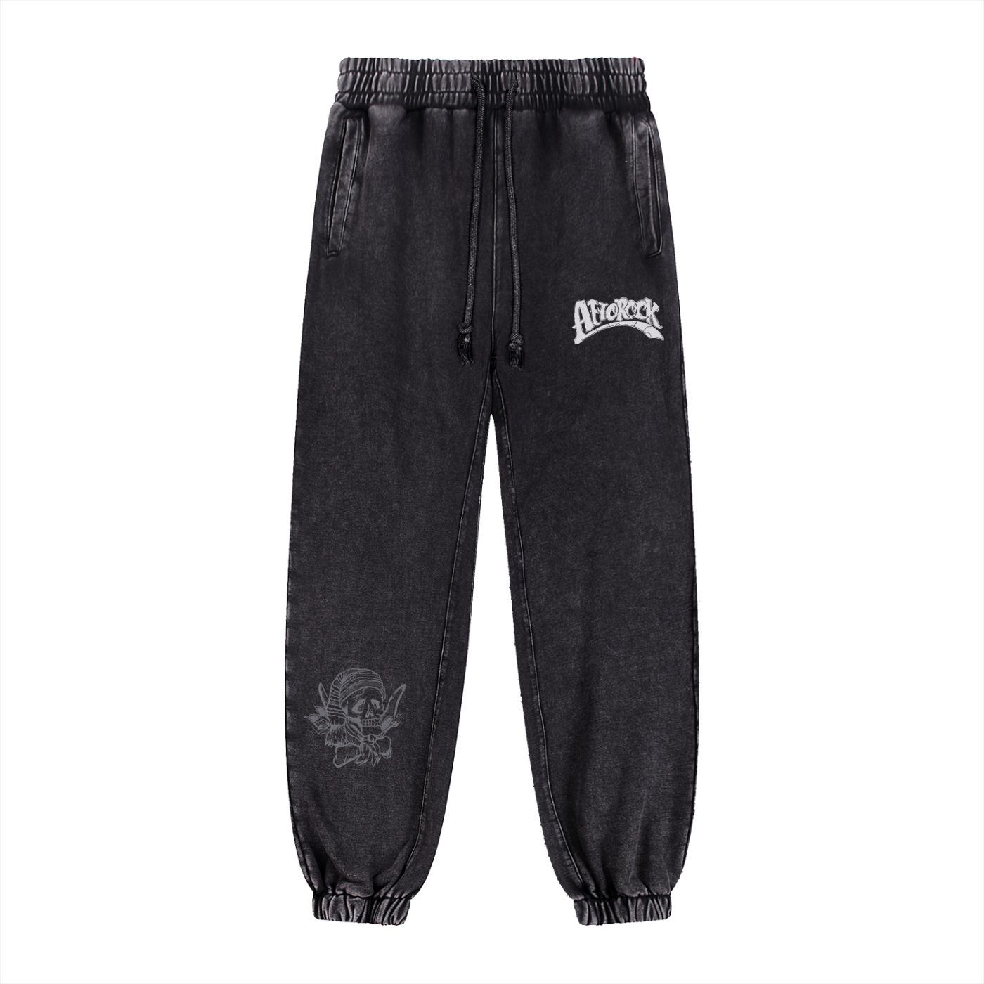 AFROROCK WASH HEAVYWEIGHT BLACK JOGGER SWEATPANTS