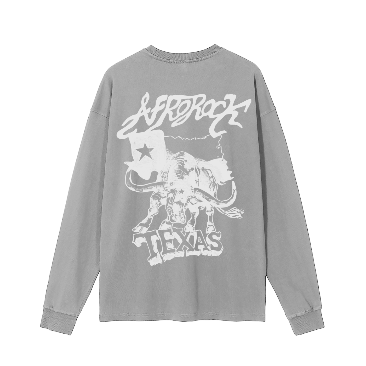 AfroRock DFW Texas Vintage Washed Long Gray Tee