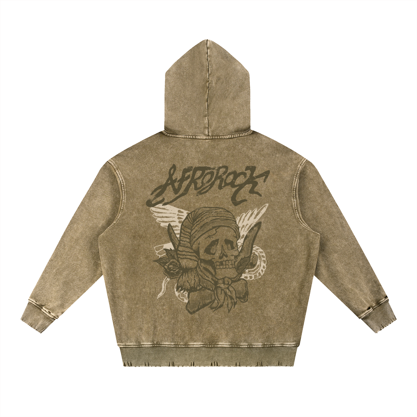AFROROCK WASH HEAVYWEIGHT BROWN HOODIE