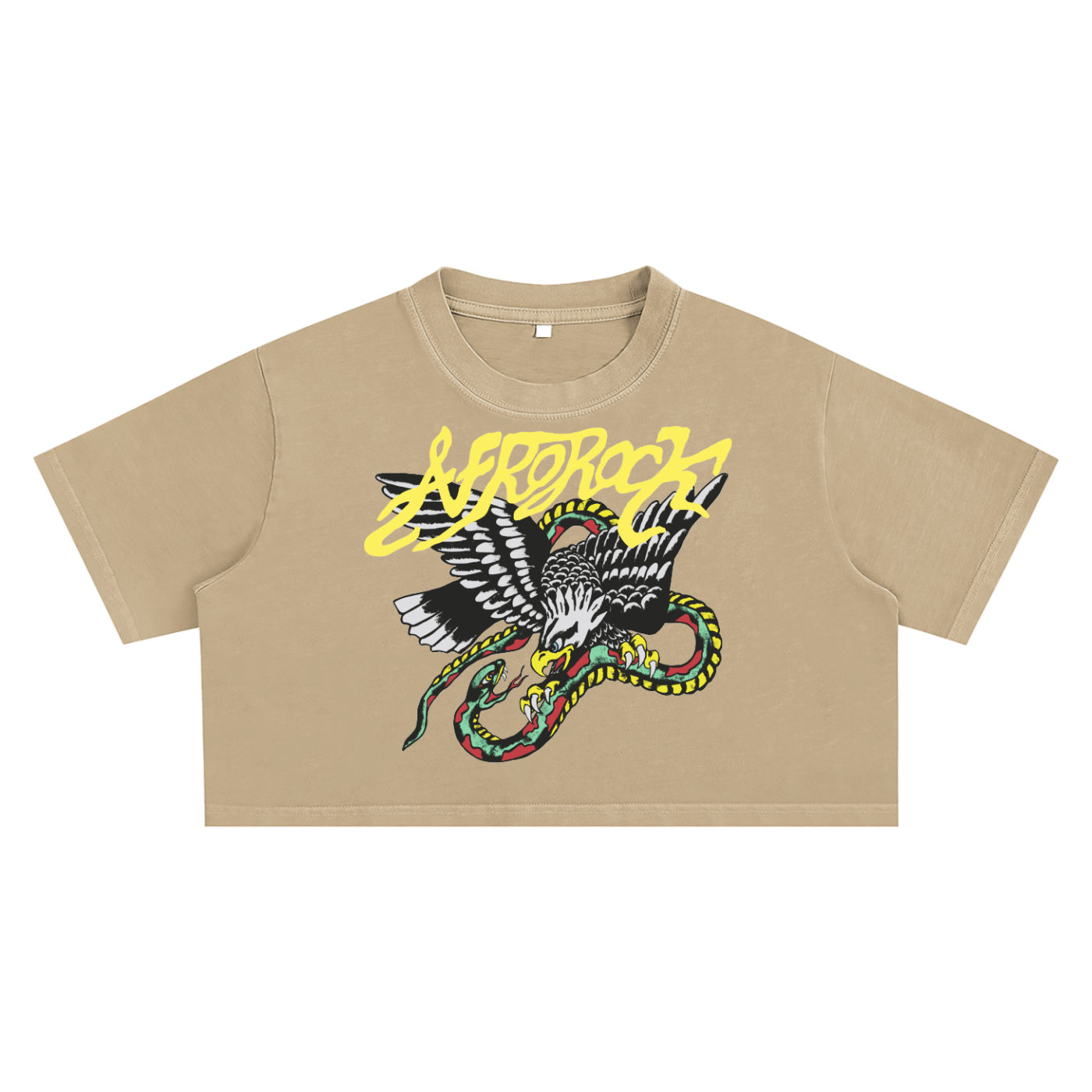 AfroRock Eagle Snake Washed Crop Tee