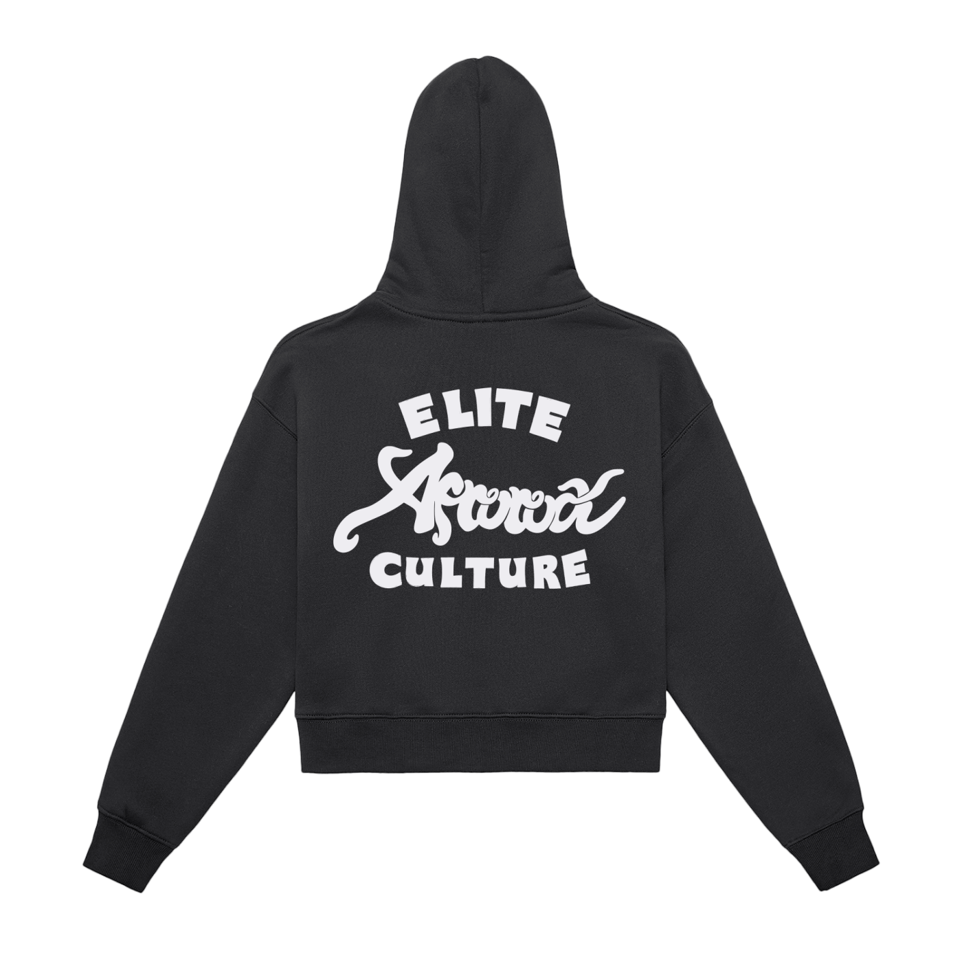 AfroRock Zip-Up Loose Cropped Black Hoodie