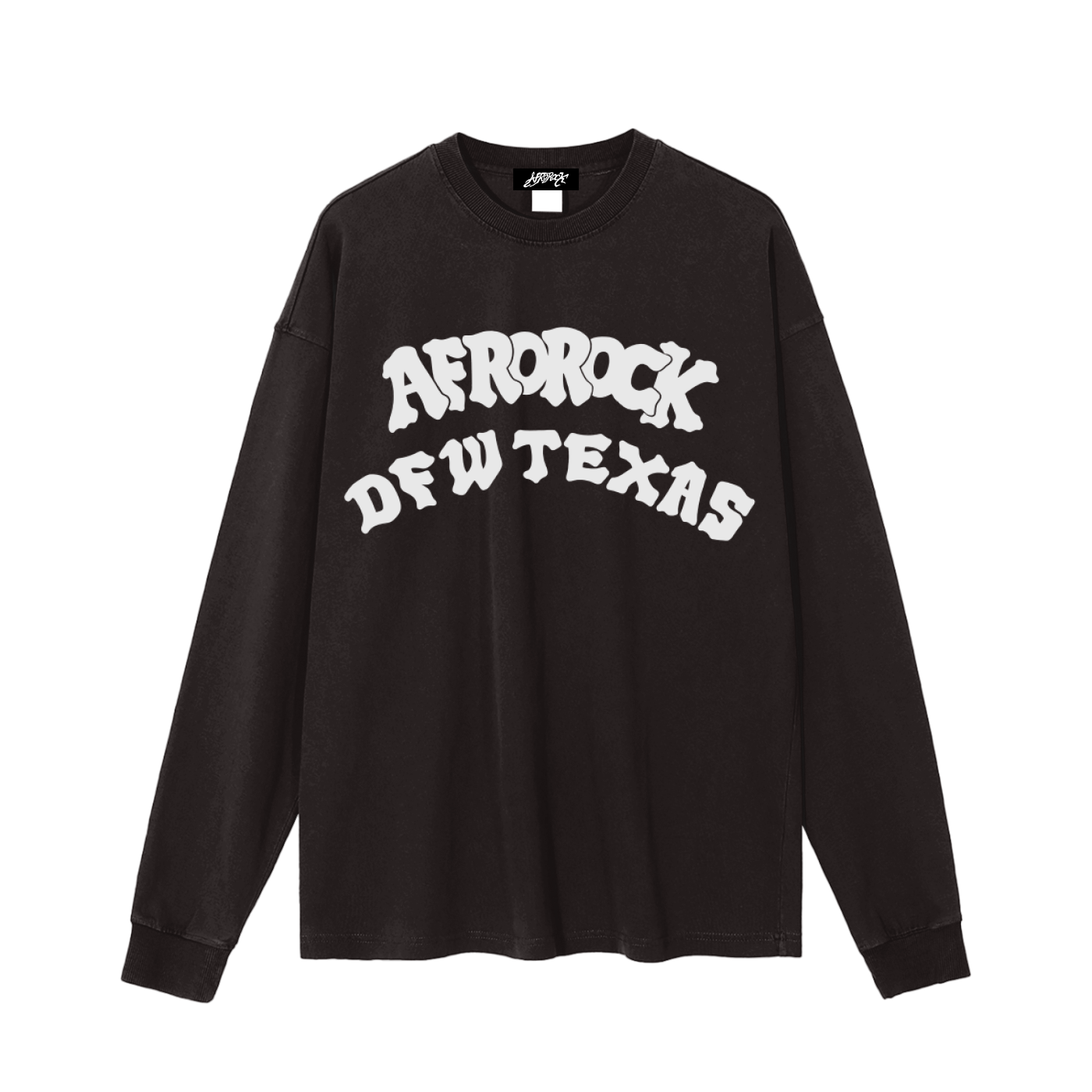 AfroRock DFW Texas Vintage Washed Long Black Tee