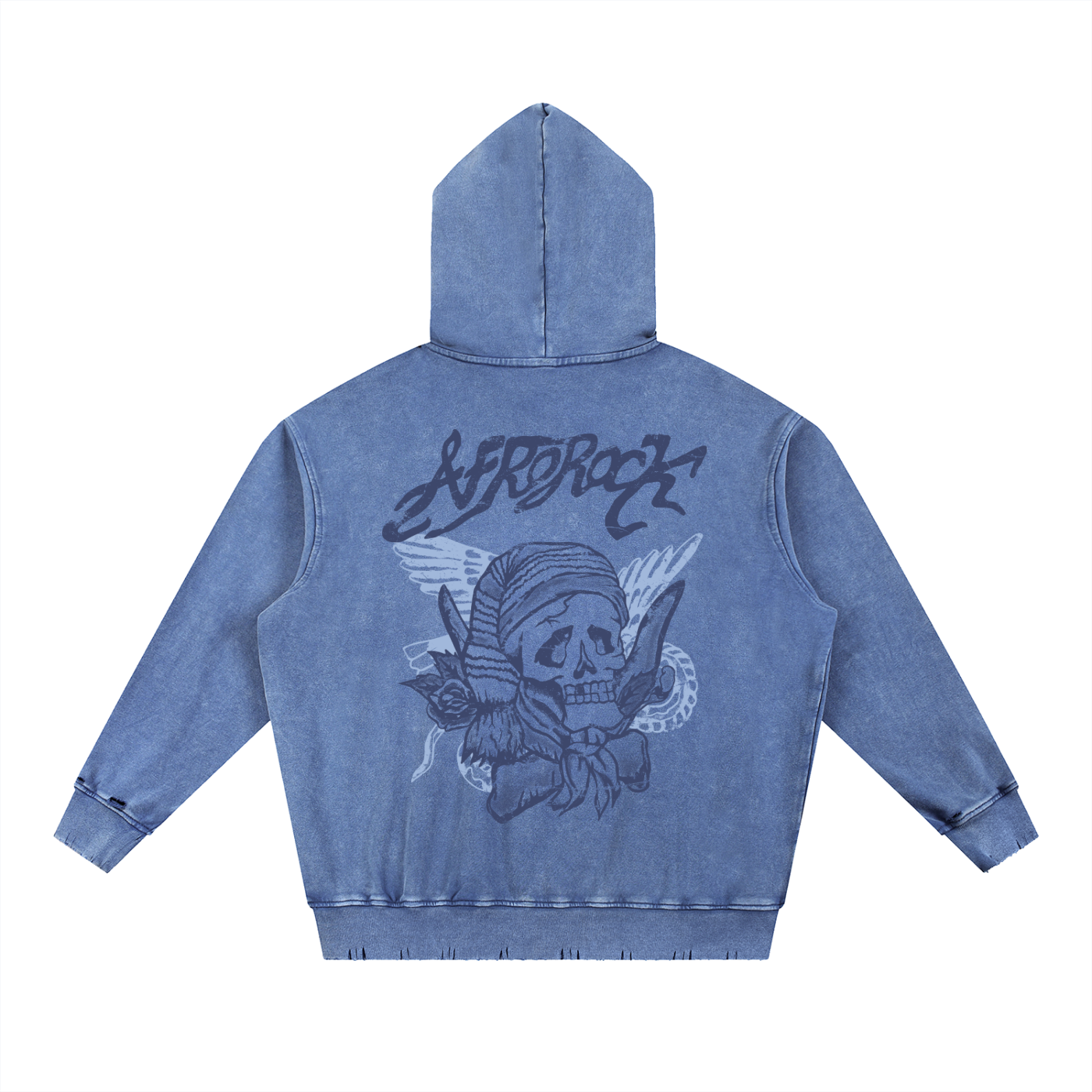 AFROROCK WASH HEAVYWEIGHT BLUE HOODIE