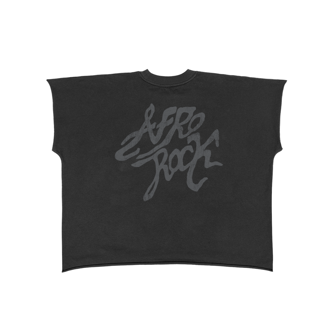 AFROROCK SKULL HORNS FLAME BOXY RAW BLACK TEE