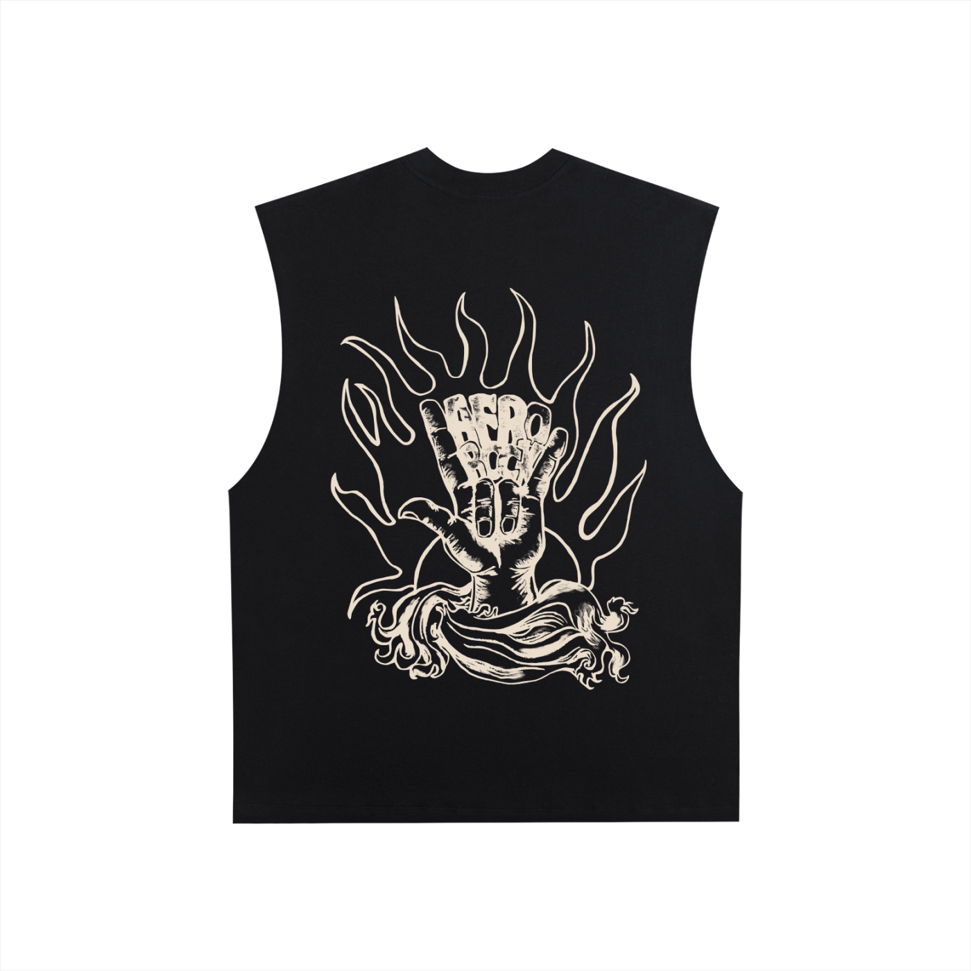 AFROROCK ISHIAGU LION RAW EDGE BLACK TANK