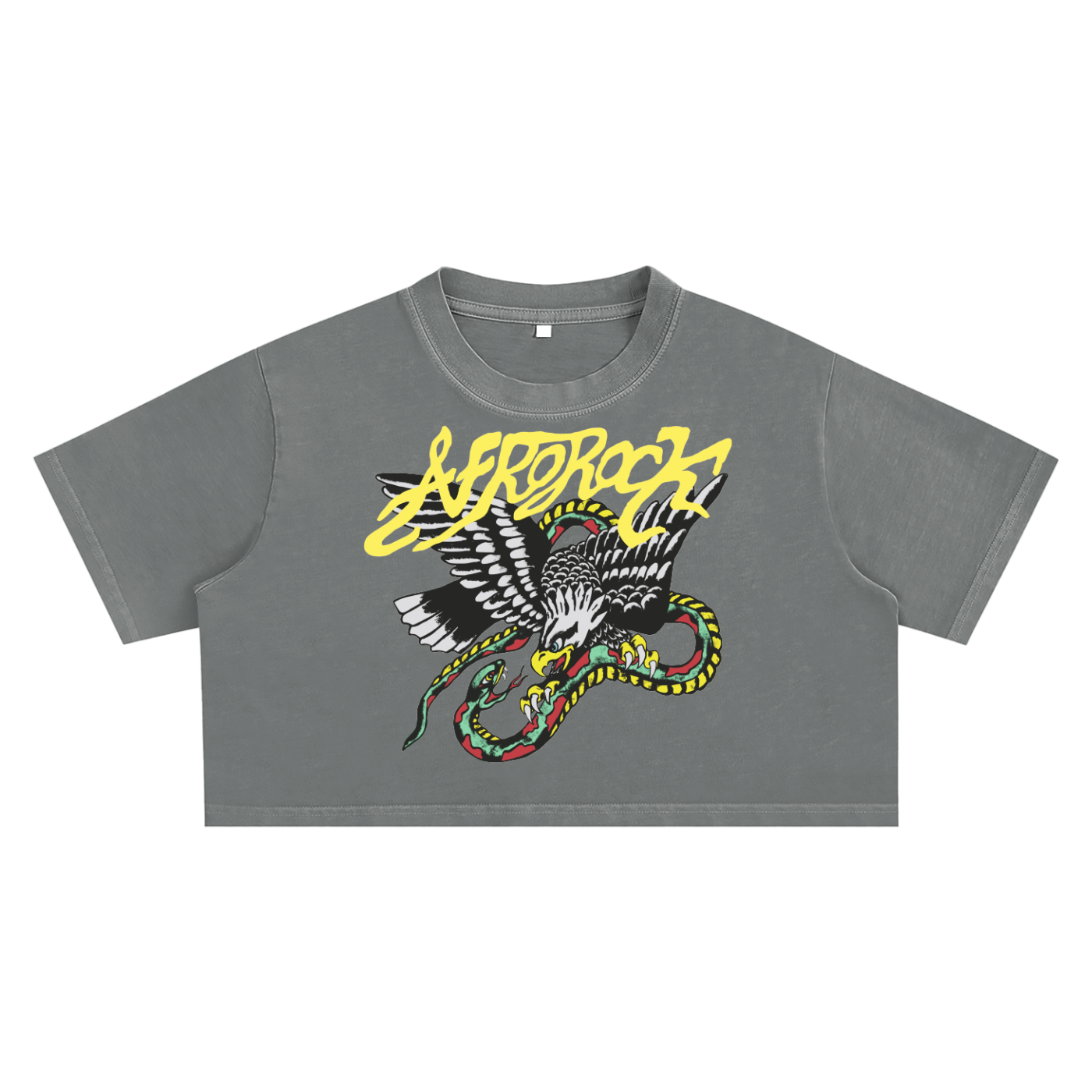 AfroRock Eagle Snake Washed Crop Tee