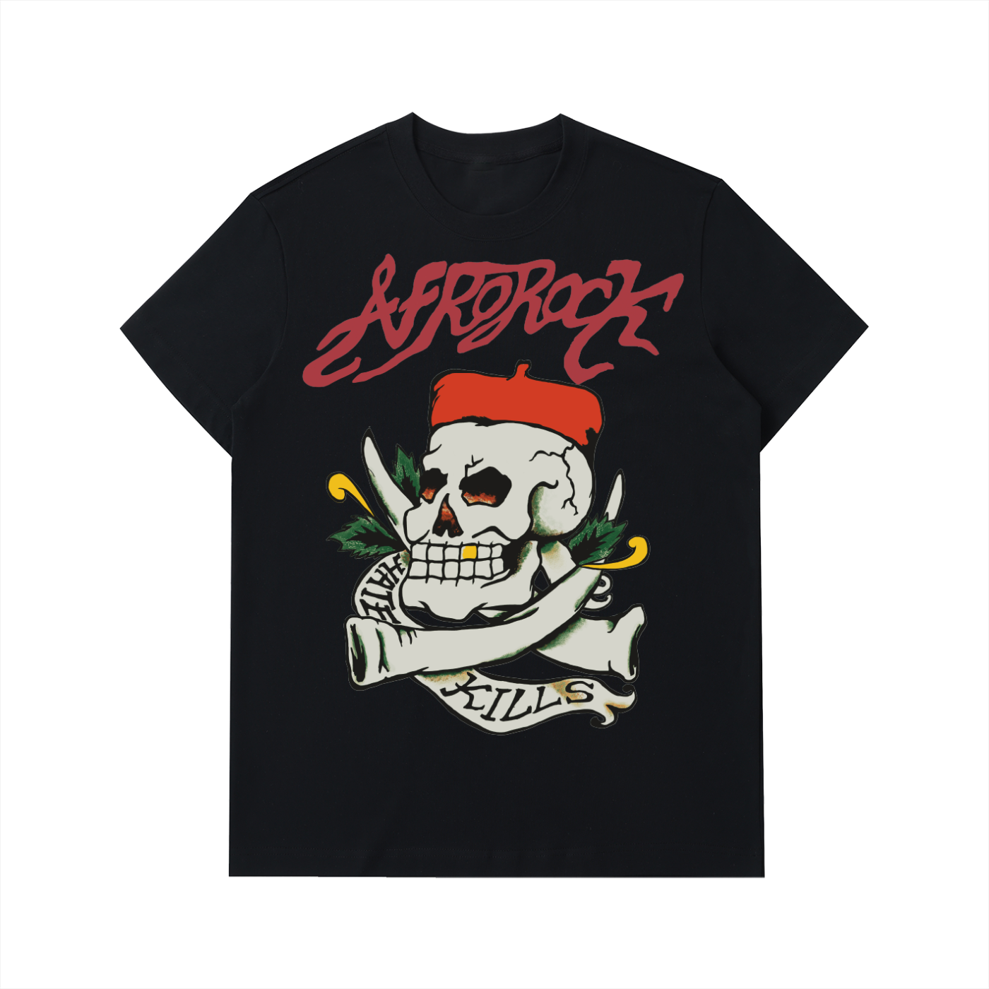 AFROROCK CHIEF SKULL HORNS HEAVYWEIGHT COTTON TEE