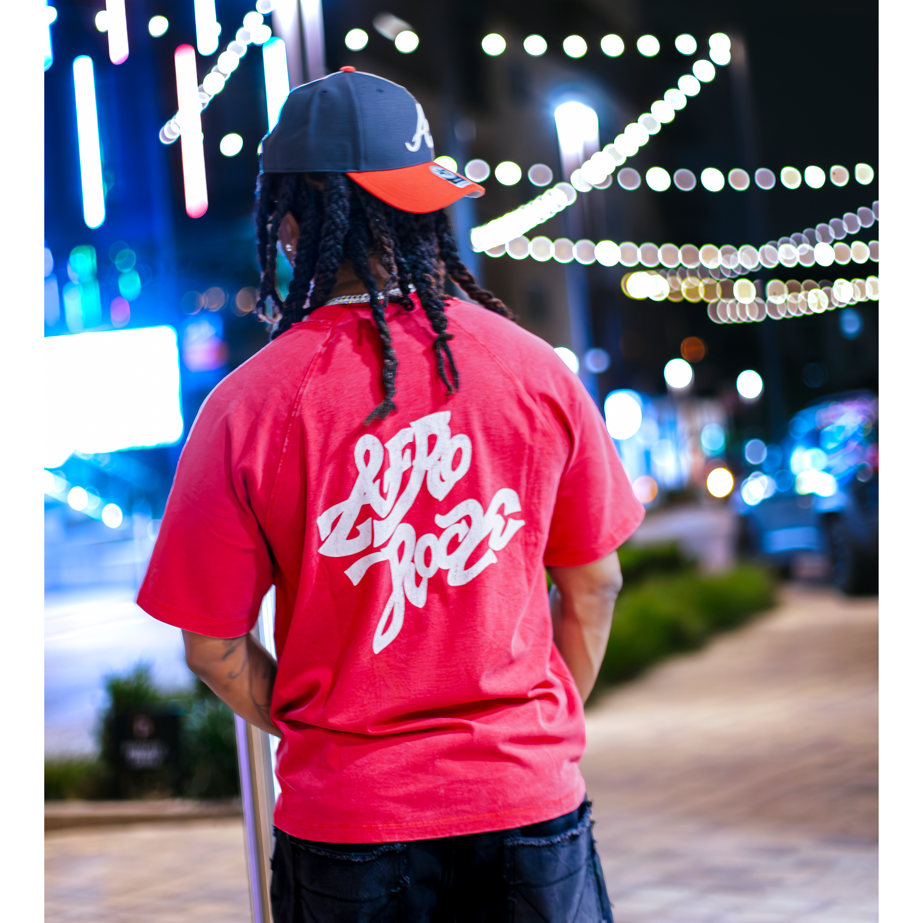 AFROROCK ISHIAGU LION VINTAGE WASHED RED COTTON TEE