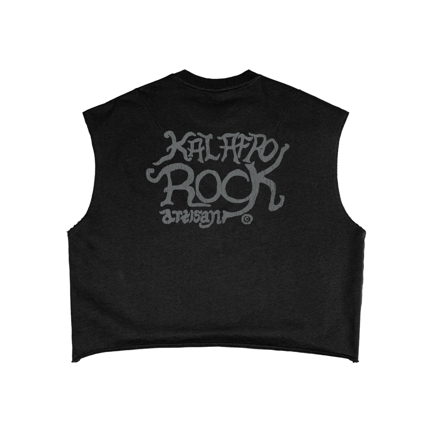 AFROROCK CHIEF SKULL HORNS COER BOXY BLACK TANK