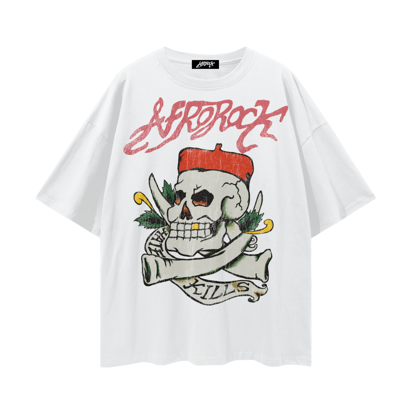 AFRORROCK CHIEF SKULL HORNS LOOSE DROP SHOULDER TEE