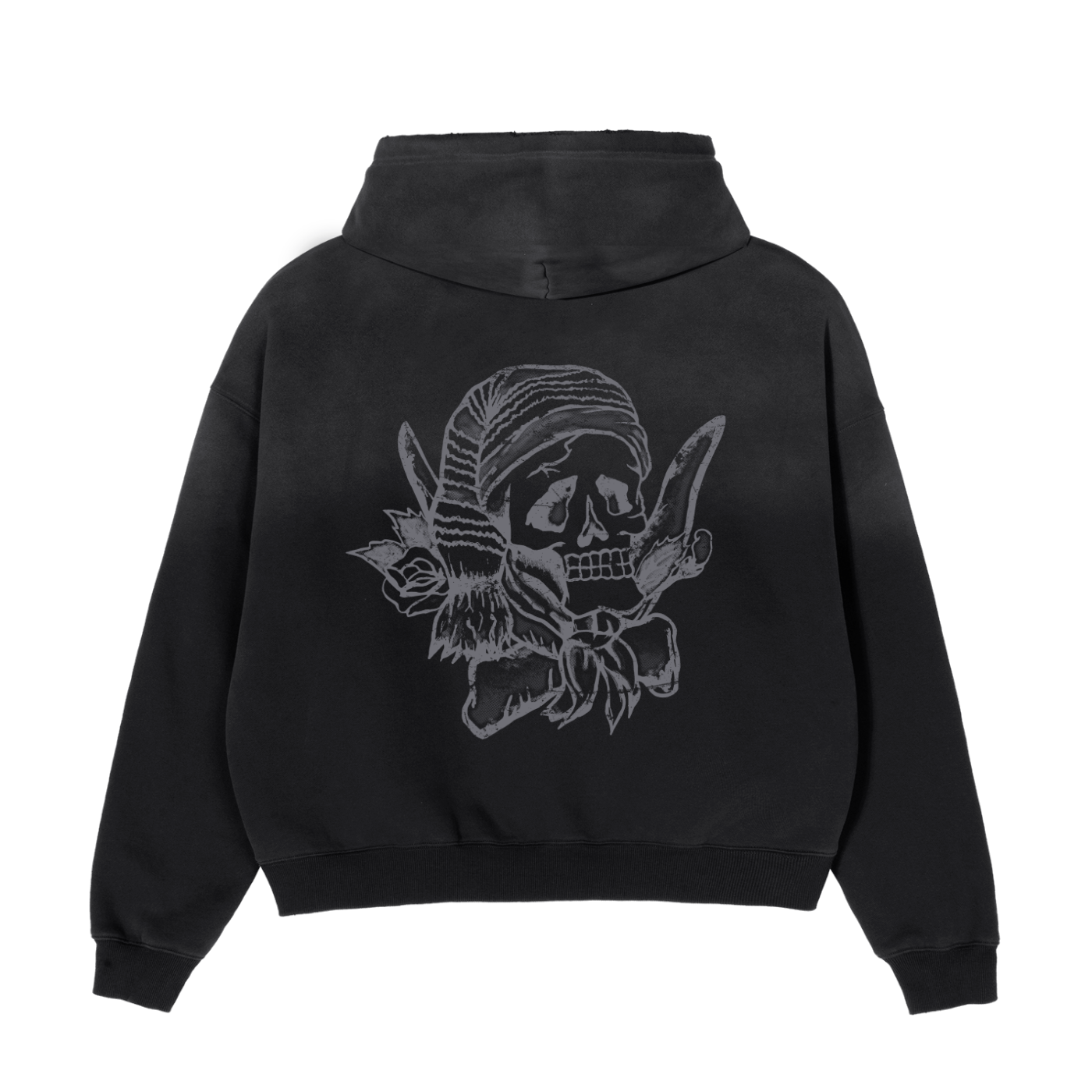AfroRock Sunfade Fleece Boxy Black Hoodie