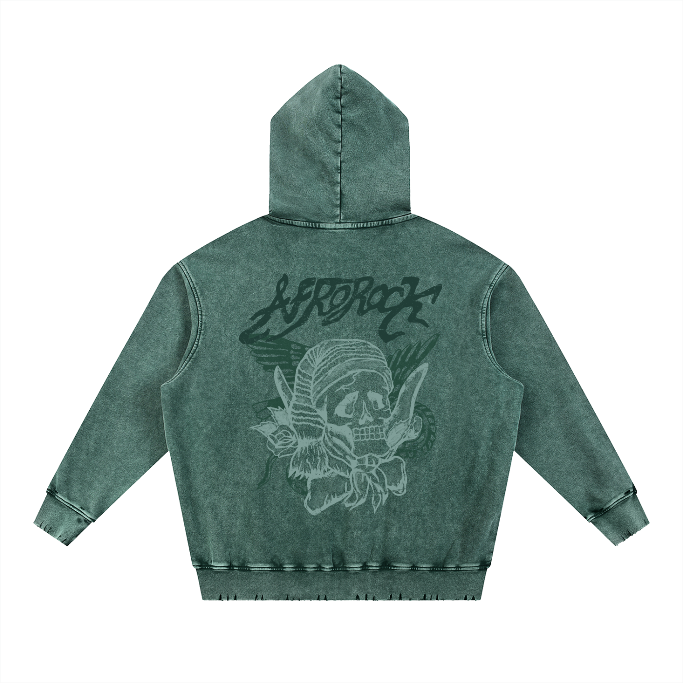 AFROROCK WASH HEAVYWEIGHT GREEN HOODIE