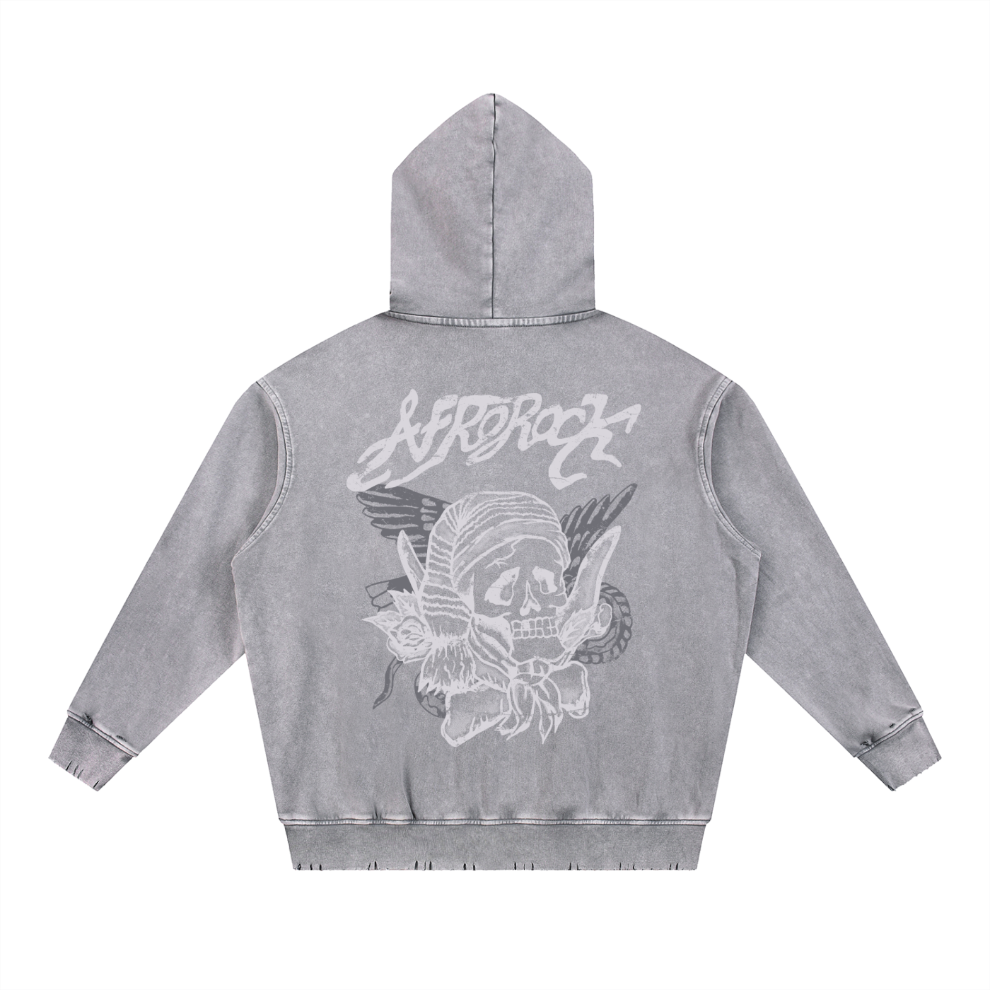 AFROROCK WASH HEAVYWEIGHT GRAY HOODIE