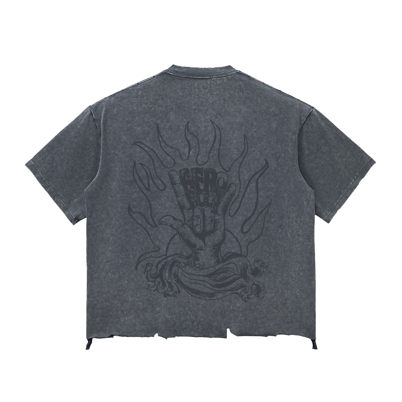 AFRROOCK ISHIAGU LION WASH RAW BOXY GRAY TEE