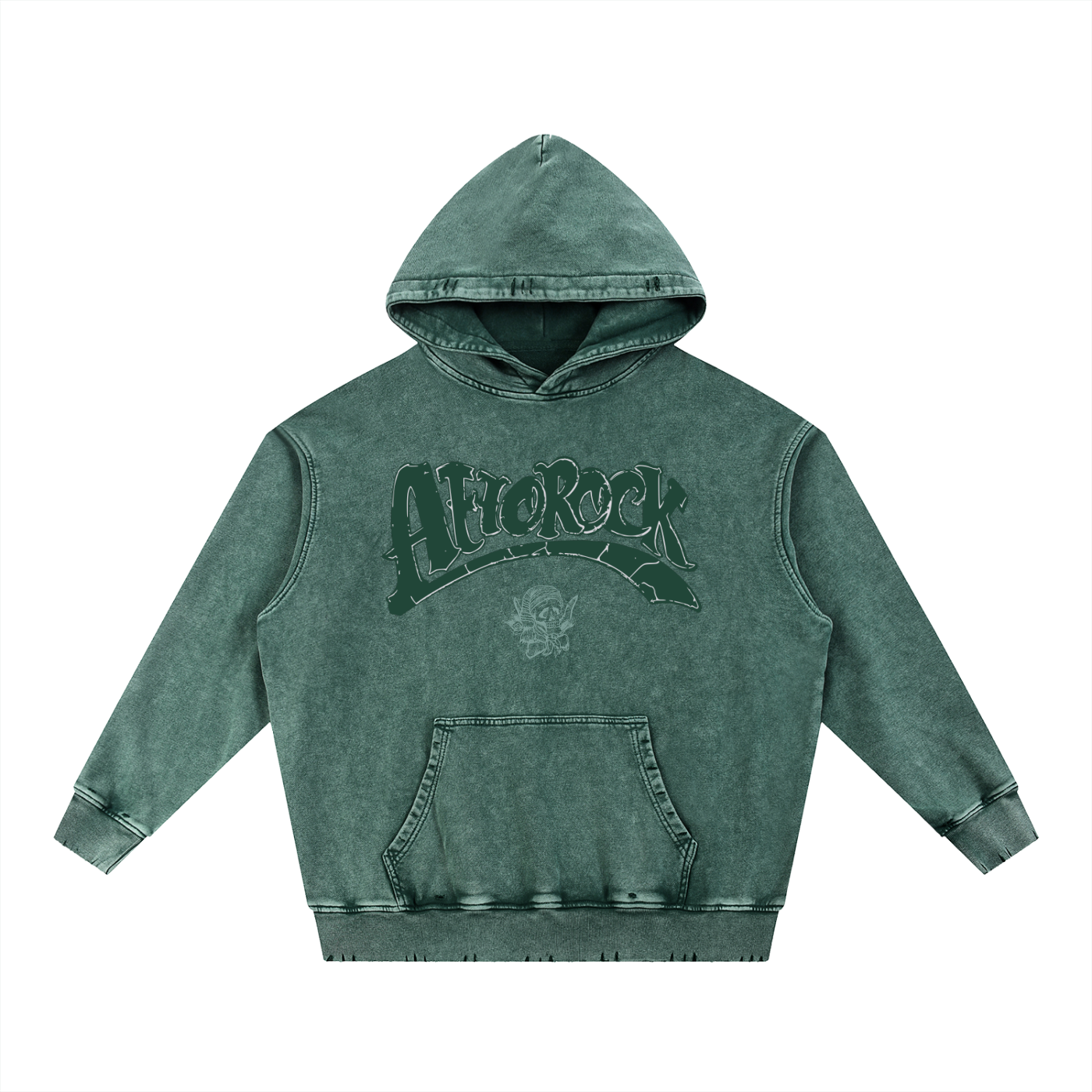 AFROROCK WASH HEAVYWEIGHT GREEN HOODIE