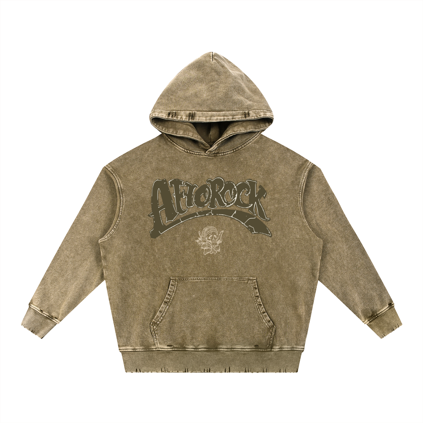 AFROROCK WASH HEAVYWEIGHT BROWN HOODIE