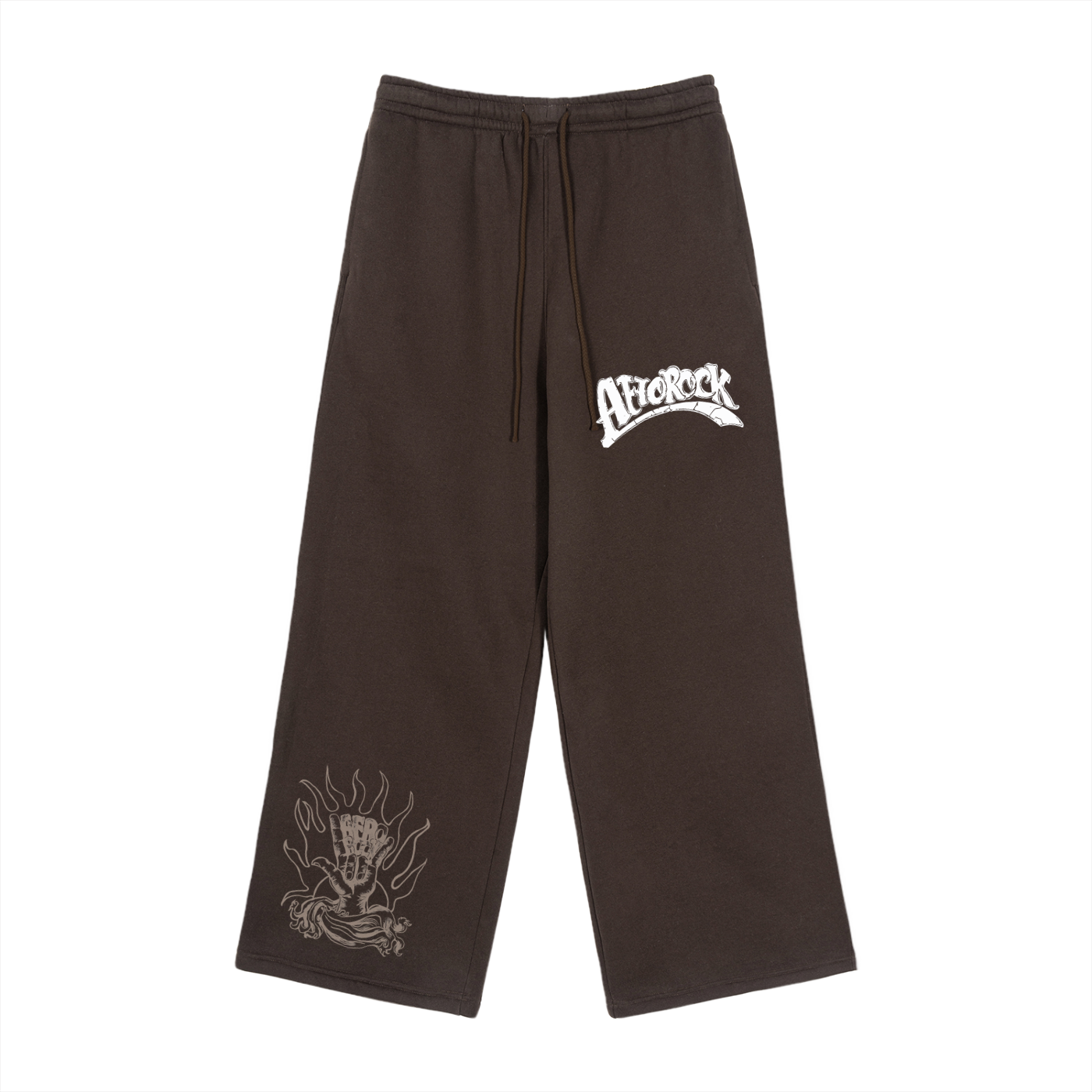 AFROROCK DRAWSTRING STRAIGHT LEG BROWN SWEATPANTS