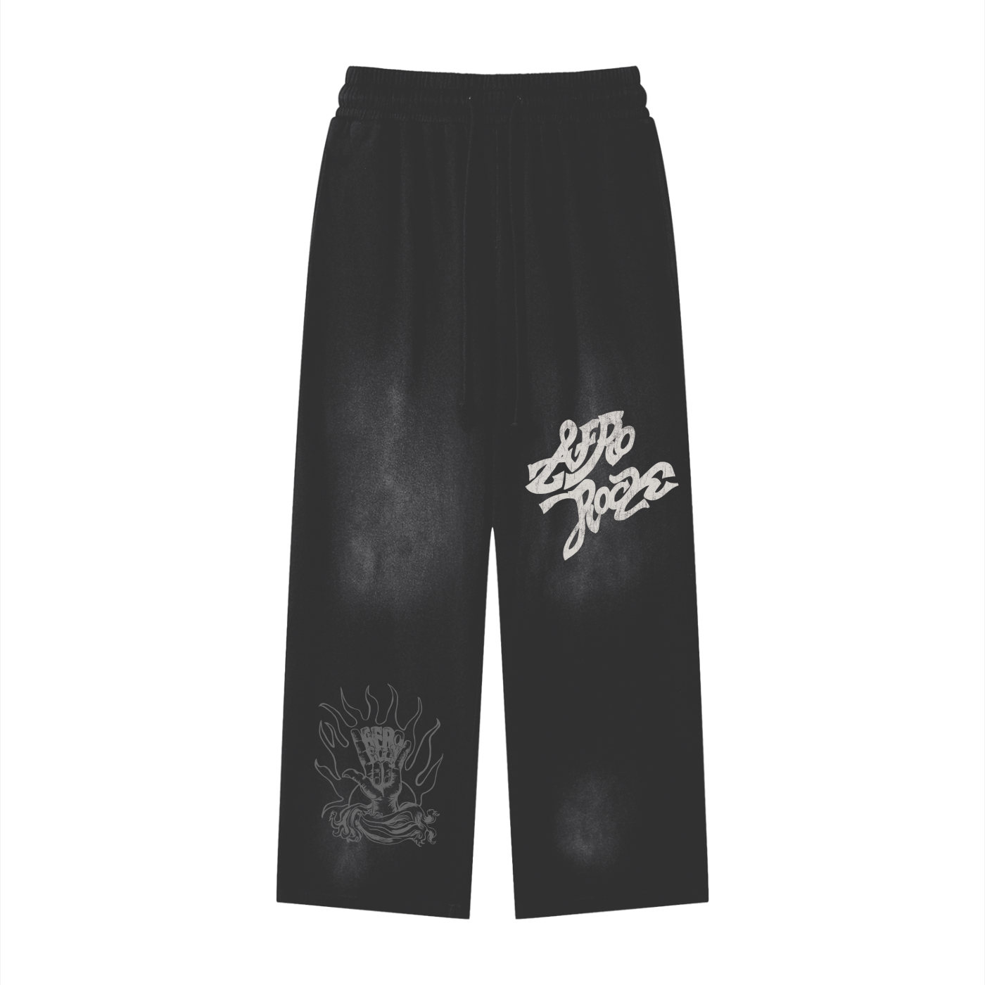 AFROROCK SUNFADE LOOSE COTTON BLACK SWEATPANTS